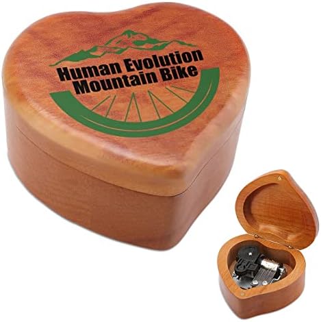 Еволюцията на Човека Планински Велосипед2 Дървена Музикална Ковчег В Формата на Сърце Музикални Кутии Реколта Дървена Кутия