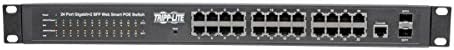 24-портов Gigabit Ethernet Трип Lite L2 с горивото чрез PoE +, 300 W, 2 специализирани слота за SFP, уеб-интерфейс, скоростта