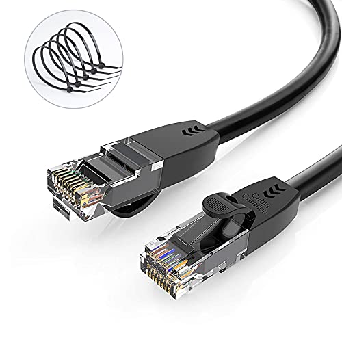CableCreation Къс Кабел основа cat6a Ethernet 1ft, 2 комплекта Мрежов кабел 10 Gbit/s RJ45 LAN, Gigabit ethernet Спецификацията