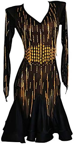 Женствена рокля за Латино танци балната зала NAKOKOU с дълъг ръкав За изпълнения