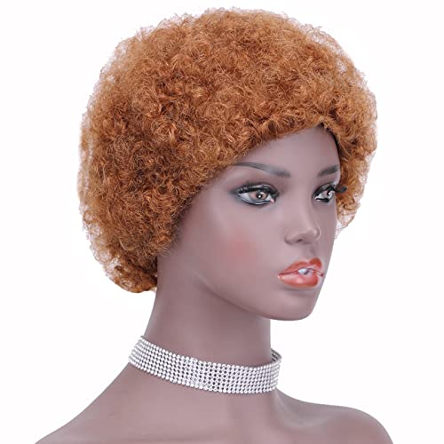 QINGSIYU Къса Афро-Перуки 70-те години за черни жени, Къса афро-къдрава перука, Големи Еластични и Меки Естествени Пълна