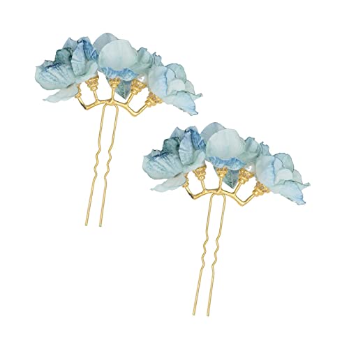 Пръчка за коса с цветя Aufruh Елегантни флорални перлени дрехите клечки за коса, Синята разклона за коса, шапки, Аксесоари за стайлинг