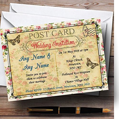 Пощенска картичка Зоопарк Реколта Цвете Потертая Луксозна Картичка Персонални Покани за Сватба