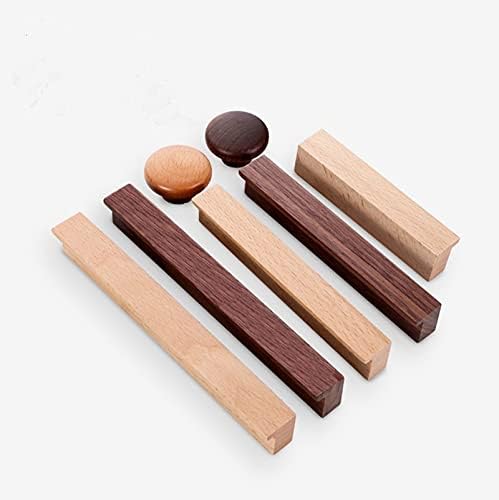 Дървени дръжки за Кухненски шкаф, Дръжки за чекмеджета Мебели, дръжки на Вратите на гардероба-4 опаковки - (Цвят: орех Размер: дупка CC96mm)