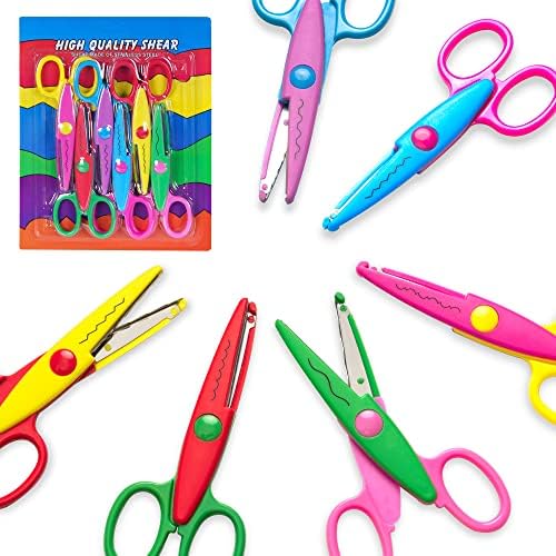 Цветен Комплект ножици за бродерия с декоративен кант в 6 модели, налични за лява и дясна ръка, Безопасни за децата Декоративни