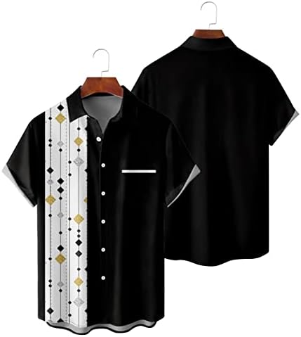 Мъжки Реколта Риза за Боулинг С Къс Ръкав Копчета, Хавайски Летни Плажни Ежедневни Ризи С Принтом 2023, Летни Потници