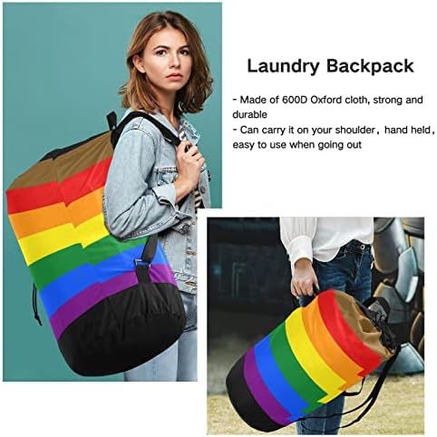 Найлонова чанта за дрехи с цветен флага Pride Flag, закрывающаяся в дантела, и подходяща за машинно пране. Тези големи чанти