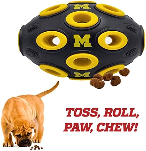 Pets First NCAA Michigan Wolverines Играчка, за да се Раздадат Футболен Лакомства за кучета и котки, Гумена Топка За Кучета, Интерактивна