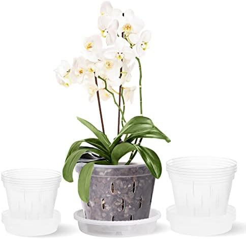 TRUEDAYS Саксии за орхидеи Пластмасова Саксия с дупки за растения, Цветя Прозрачна Пластмасова Саксия за Орхидеи, за вътрешна и