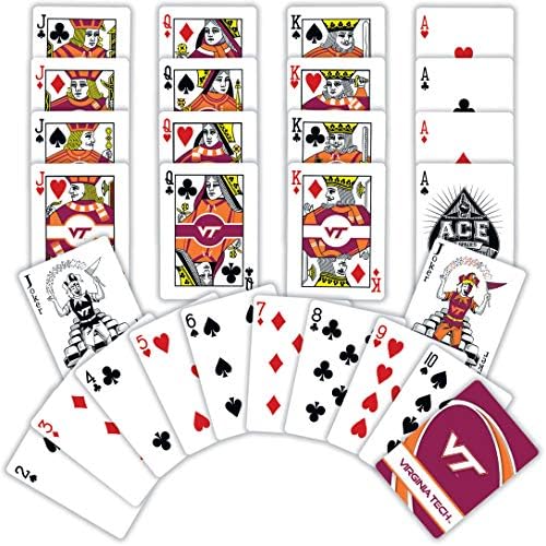 Семейни игри MasterPieces - NCAA Virginia Tech Hokies Playing Cards - Официално лицензирана тесте карти за игра за възрастни,