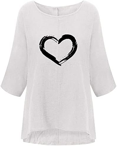 Дамски Модни Свободна Тениска с кръгло деколте и 3/4 ръкав с принтом, Пуловери, Блузи, Свободен Пуловер, Удобни Меки Блузи