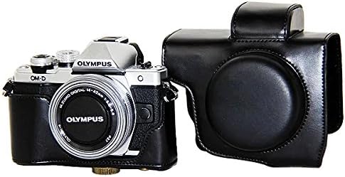 First2savvv XJPT-EM10II-A01 Черно, за цялото тяло, точно кацане, калъф за цифров фотоапарат от изкуствена кожа, чанта, с каишка за носене