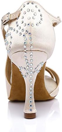 HIPPOSEUS/Дамски обувки за латино танци балната зала с кристали, Модерни Вечерни обувки за Танго и Салса, Ток 8,5 см, Модел CYL381,