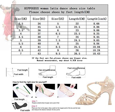 HIPPOSEUS/Дамски Обувки за латино Танци балната зала с кристали, Модерни Вечерни обувки за Танго и Салса, Ток 7,5 см, Модел CYL381,