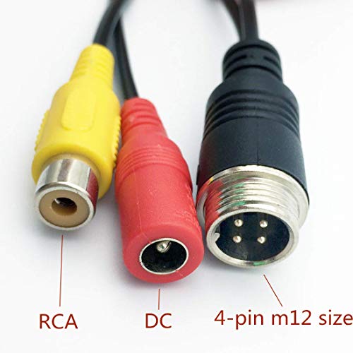 WANYING (опаковка от 2 теми) Удлинительный кабел M12 - 4-пинов конектор - 4P Щекер към RCA AV за автомобилна камери