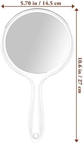 Ръчно Огледало за Грим Lurrose, Акрилни Прозрачно Кръгло Огледало, Огледало с дръжка, Джобно Тоалетен Огледало за Пътуване,