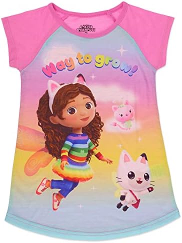 Gabby's куклена къща, Пижамная Тениска за момиченца с Къси ръкави Raglan, Розов, Размер за деца 2-5