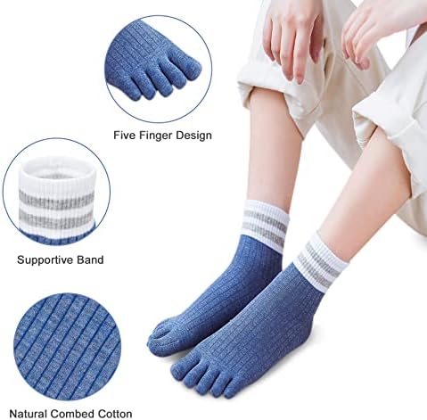 MENOLY, 5 Чифта чорапи, без чорап, Памучни Спортни чорапи с пет пръста за жени, Чорапи с пет чорапи, Разноцветни чорапи с пальчиками