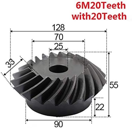 VNEDRJK CZMY 2 елемента 1: 1 Конуса обратно 6 Модул 20 на зъбите 20T Вътрешен отвор 25 мм Диск с превключване на 90 градуса