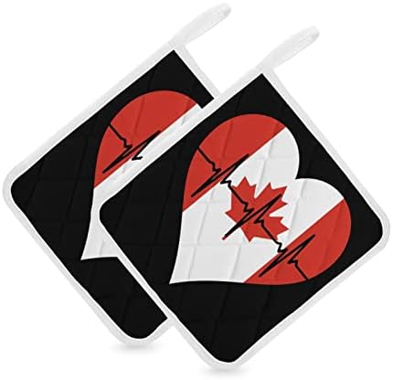 Кухненски ръкавици Love Canada Heartbeat 8х8 Топлоустойчива Горещи Подложки, кухненски ръкавици, Защита на Работния Плот за Готвене,
