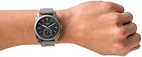 Хибридни смарт часовници Fossil Men ' s 45 Machine от неръждаема стомана, цвят: Опушен (модел: FTW1166)