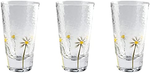 Hemoton Прозрачни Стъклени Чаши за Кафе 6 бр. Стъклени Чаена Чаша Чаши за Кафе Цвете Маргаритки Без Крака Чаша За Вино Чаши
