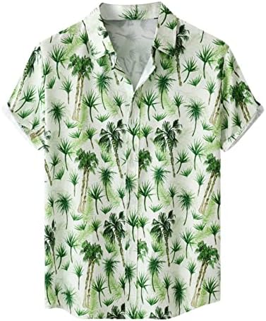 2023 Нови Мъжки Пролет-Лято Однобортные Ежедневни Ризи С Ревера и Принтом Плажни С Къс Ръкав За Почивка На Открито
