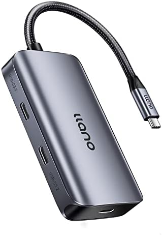 Хъб USB C 3.2 Gen 2, докинг станция llano 5-в-1 USB Hub с 4 порт за пренос на данни USB-C със скорост 10 Gbit/s, PD мощност 100 W, Щепсела
