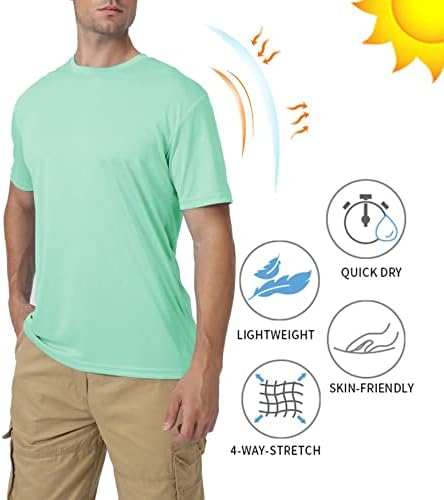 BIYLACLESEN/ Мъжки Солнцезащитная Тениска с къс ръкав UPF 50 +, Дишащи бързо съхнещи тениски за изказвания, Спортен топ за Бягане