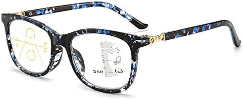 MWAH Прогресивни Очила За Четене Женски Мультифокальные Със Заключване Синя Светлина 2,5 x Синьо