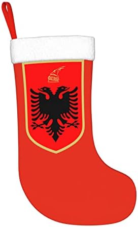 QG ZZX Национална Емблема на Албания Коледен Отглеждане на Коледни Чорапи, Окачен Чорап За Камина 18 Инча Празнична Украса