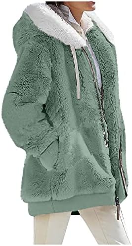 Пуловер за Партита с качулка и дълъг ръкав, Дамски Елегантни Зимни Обикновен Потник с V-образно деколте, Топли, с Джобове, Монтиране