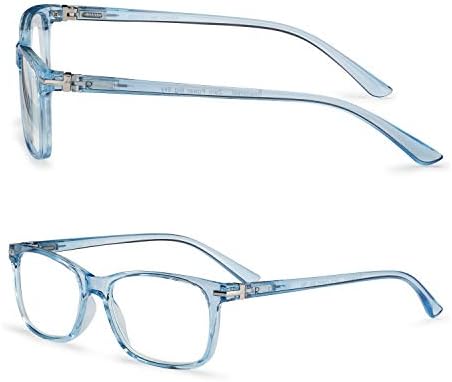 Очила за четене, блокер синя светлина (руж и светло синьо, увеличаване на 1,00), компютърни очила, модерен за мъже и жени, със