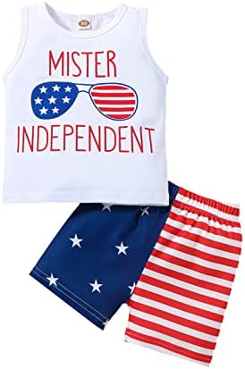 vivifayee / Облекло за бебета момчета на 4 юли, Жилетка Ден на Независимостта, Тениска Без ръкави, Топ, Панталони с Флага на сащ, Комплект