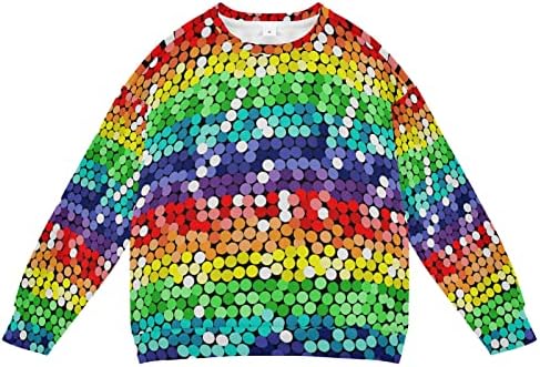 Plaaee Детска Руното Hoody с кръгло деколте и дълъг Ръкав, Пуловер, Топ, за Момчета или Момичета, с Преливащи се цветове