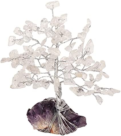 Естествено Бяло Кварцевое Дърво-Crystal Чакра с Аметистовой основа с Лечебни свойства, Пари Дърво Бонзай Фън Шуй за Положителен