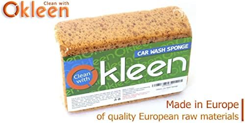 Гъба за миене на автомобили Okleen. Произведено в Европа. 7.9x5.1x2.8 инча. Голяма гъба за миене на автомобили, камиони, мотоциклети, велосипеди.