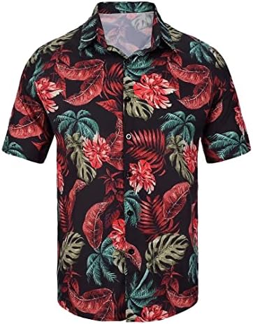 Плажен комплект Megub с Риза и Къси панталони за Мъже, Летен Костюм с Къс Ръкав, Хавайски Спортен Костюм с Цветен Модел, 2 броя
