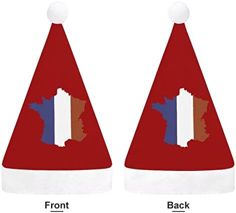 Френска карта, флаг, плюшен коледна шапка, палави и сладки шапки на Дядо Коледа с плюшени полета и удобна подплата, коледна украса