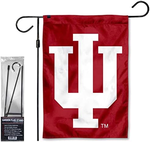 Комплект градински Знамена с логото IU Hoosiers IU и Стойка за хартата на Притежателя Флагштока