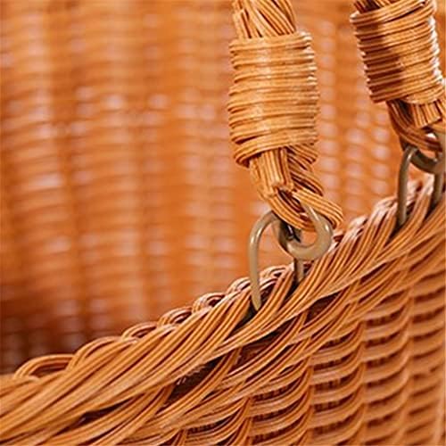 WPYYI Ракита кошница от ратан за Пикник, Органайзер за плодове и Хляб с дръжки за ръчно изработени (Цвят: кафяв размер: 40x30x18