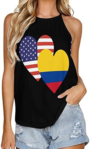 Колумбия, Американския Флаг на Сърцето, Жена на Майк С Кръгло деколте, Ежедневни Жилетка Без Ръкави, Потници
