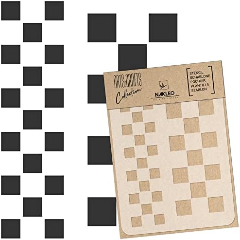 За многократна употреба, Пластмасов Шаблон NAKLEO DIY - 30x42 см / 11,7 x 16,5 - Квадратна Шахматната Дъска, В Ретро Стил - Художествена