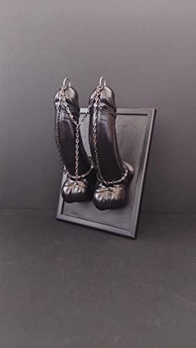 Художествена скулптура на пениса Близнаци - Фетишистский Еротичен БДСМ Фалос с Пирсингом и Вериги - Секс-Подаръци С Пръстен за Член на