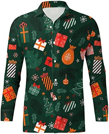 Мъжки Ризи с принтом Коледен Снежен човек WOCACHI, Обикновени Бизнес Ризи с Дълъг Ръкав, Облегающая Офис Работно Облекло