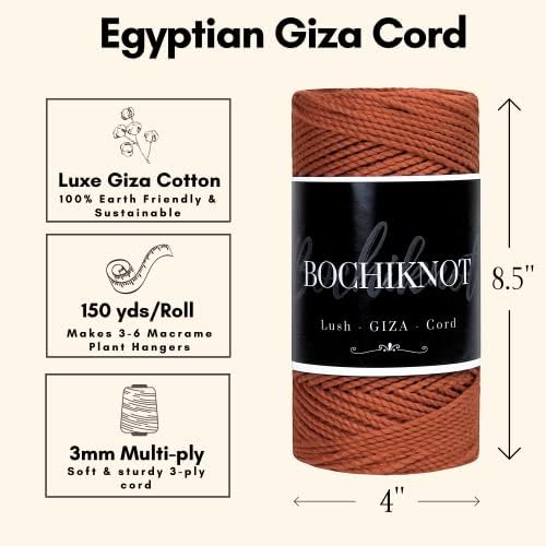 Кабел за ресни BOCHIKNOT 3 мм - 150 г памучни въжета от египетската Гиза за гоблени, декор Спални, Закачалки за растенията и Ловци на
