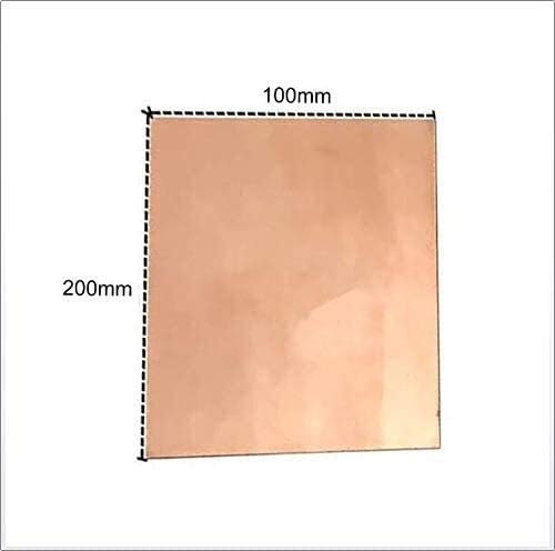 YIWANGO Метален лист от чиста мед Фолио табела 0,8 X 100 X 200 Мм Вырезанная Медни метална плоча Чист меден лист (Размер: 100 мм x 200 мм x