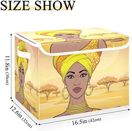 innewgogo Африкански Женски Кутии за съхранение с Капак за Организиране на Сгъваема Кутия За Съхранение С Капак с Дръжки