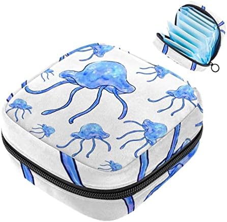 Мультяшная Синята Медуза, Чанта за Менструация, Чанта За Съхранение на Хигиенни Кърпички, Пътна Чанта за Събиране на Тампони, Дамски Органайзер