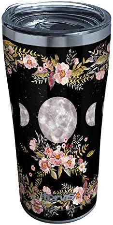 Пътен чаша изкуство, музика Floral Moon Phases С с трикратно стени, който Запазва Напитките студени и топли, 20 грама, Неръждаема Стомана